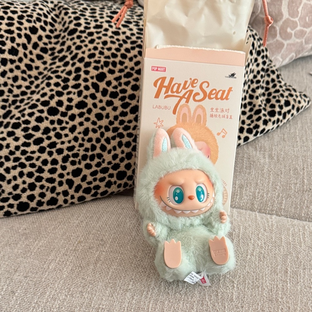 Labubu Plush Toy - Mint Green QuQu have a seat popmart